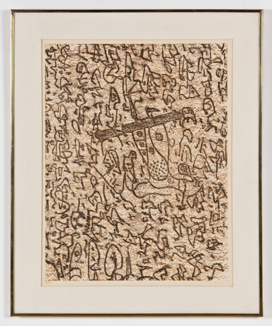 Max Ernst (German, 1891-1976) "Composition for the: Max Ernst (German, 1891-1976) "Composition for the Jewish Museum", 1966, lithograph, from an edition of 99, signed and numbered. Provenance: Kenmore Galleries, Philadelphia (label on verso). Size: 26"