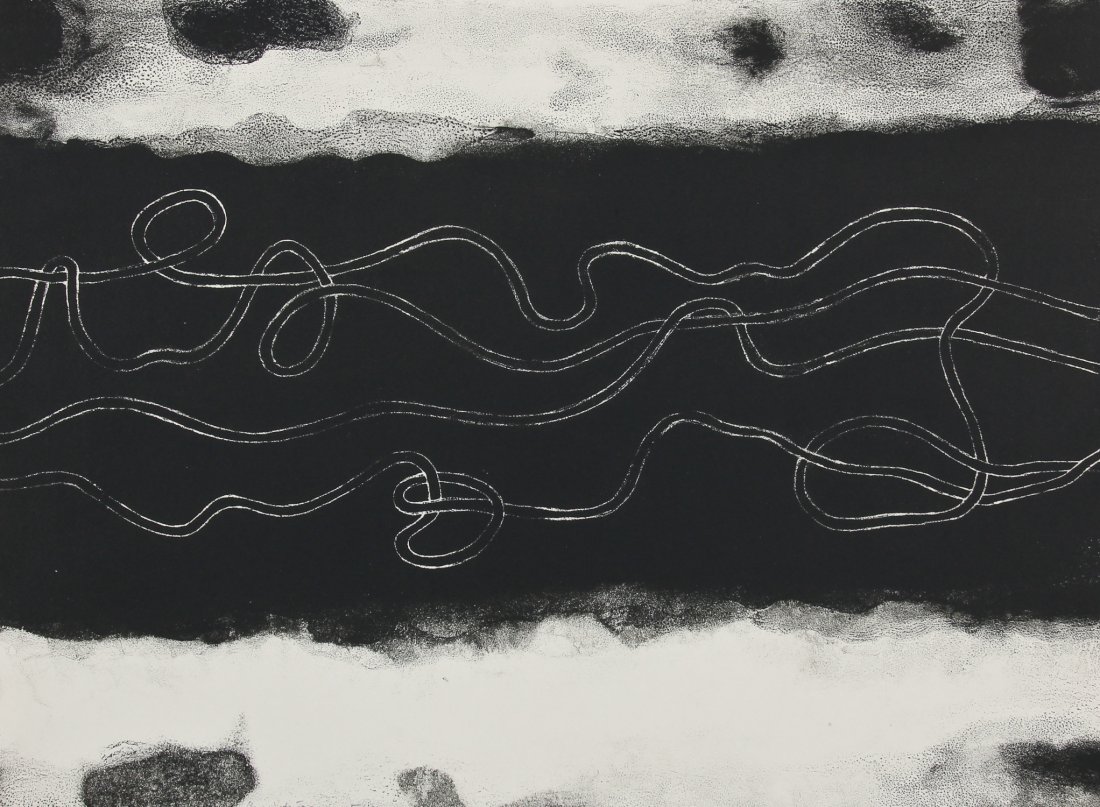 Anni Albers (German, 1899-1994) "Line Involvement II": Anni Albers (German, 1899-1994) "Line Involvement II", 1964, lithograph from an edition of 20, signed. Size: 14.5" x 19.75", 37 x 50 cm (sheet). Provenance: Bob Brand and Liz Werthan, Philadelphia.