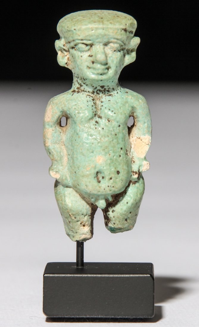 Ancient Egyptian Faience Bes Amulet (1 of 3)