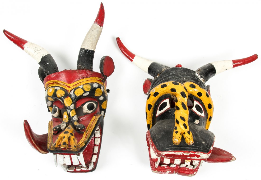 2 Vintage Mexican Pastorela Dance Masks, Michoacan (1 of 6)