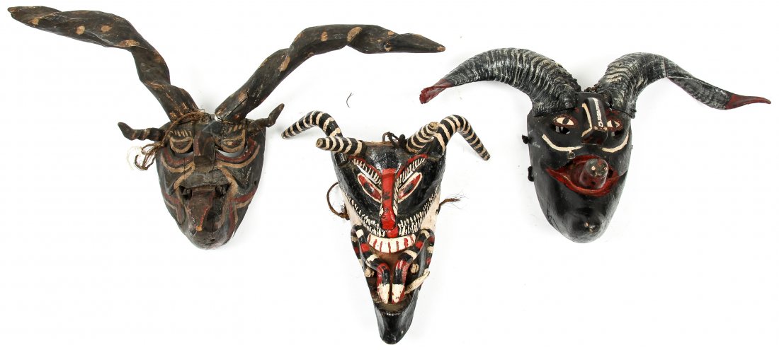 3 Vintage Mexican Dance Masks (1 of 7)