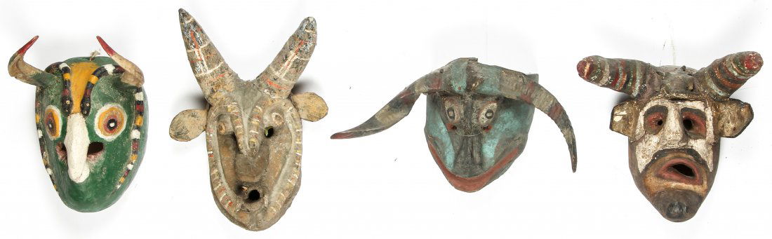 4 Vintage Mexican Dance Masks (1 of 6)