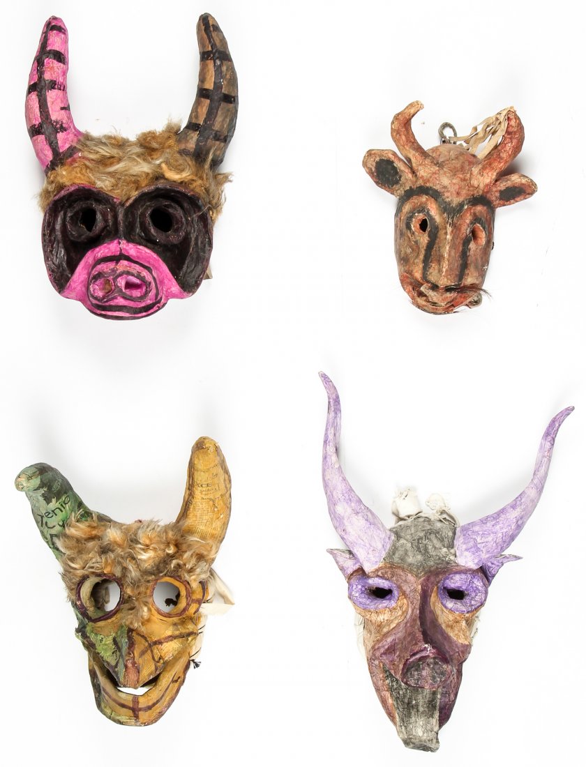 4 Vintage Mexican Cora Dance Masks, Nayarit (1 of 6)