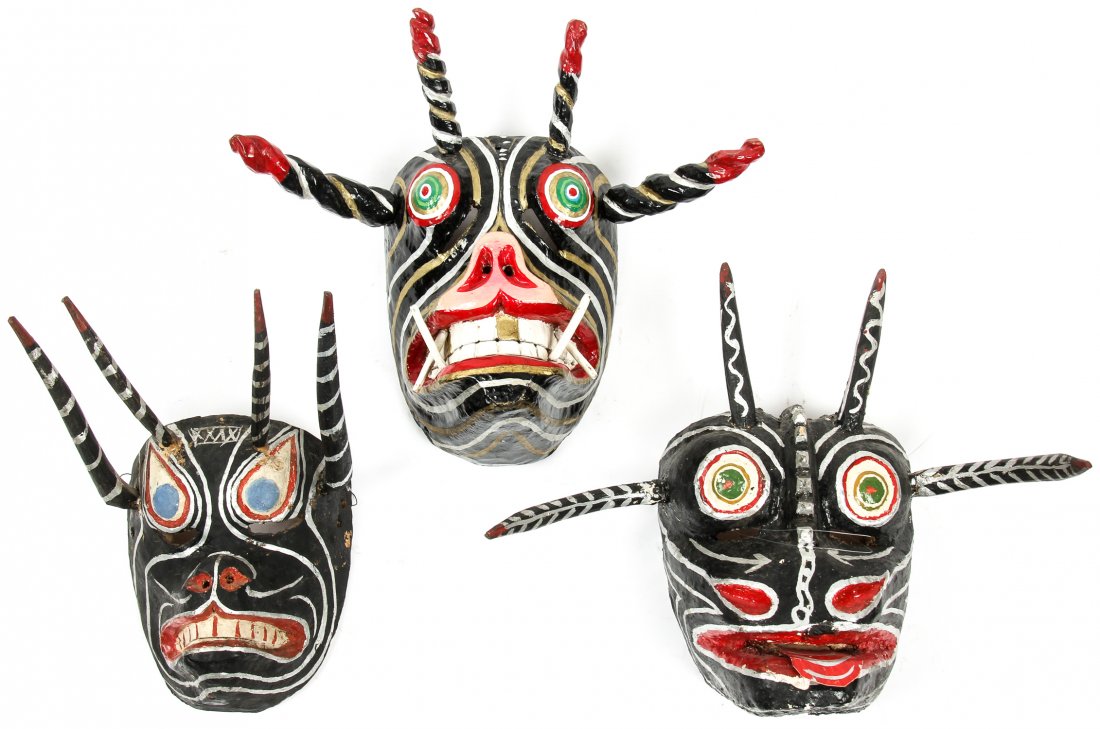 3 Vintage Mexican Christmas Dance Masks (1 of 7)
