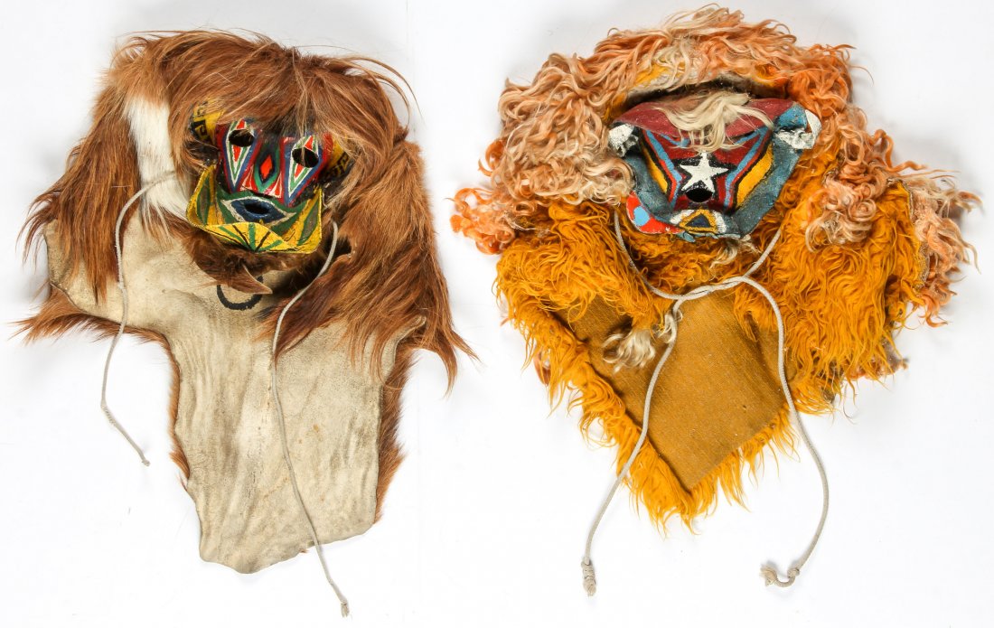2 Vintage Mexican Tastoanes Masks, Guanajuato State (1 of 5)