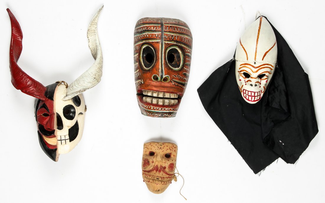 4 Vintage Mexican Death/Dance Masks (1 of 6)