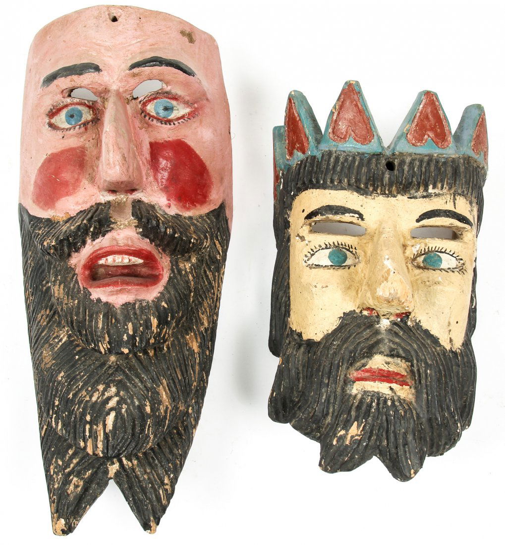 2 Vintage Mexican Festival Dance Masks (1 of 6)