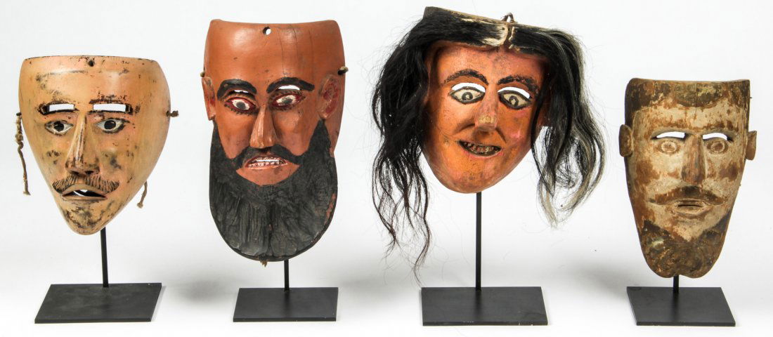 4 Vintage/Antique Mexican Dance Masks (1 of 3)