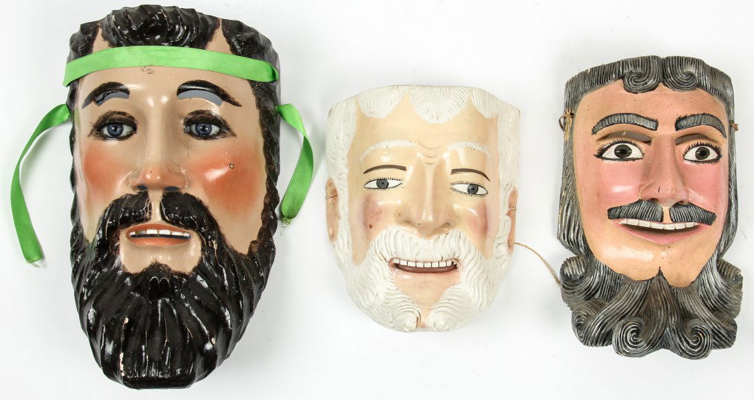 3 Vintage Mexican Festival Dance Masks (1 of 9)