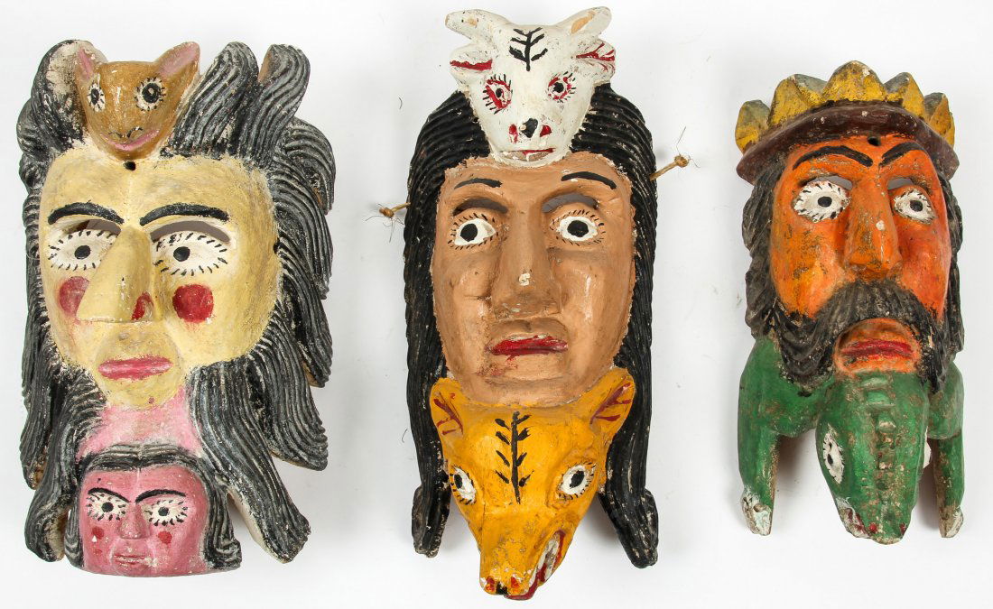 3 Vintage Mexican Festival Masks (1 of 7)