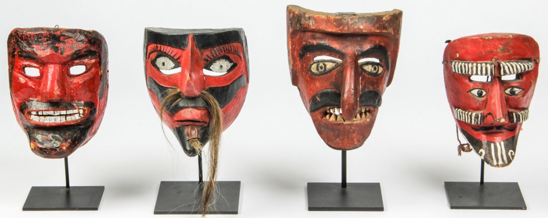4 Vintage Mexican Moors Dance Masks (1 of 3)