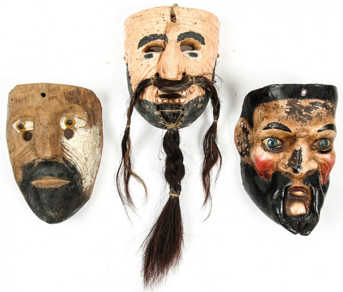 3 Vintage Mexican Festival Dance Masks (1 of 7)