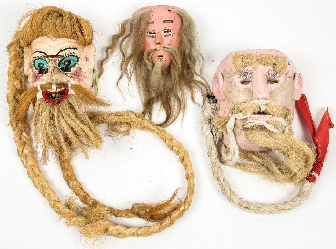 3 Vintage Mexican Ermitanos Dance Masks (1 of 7)