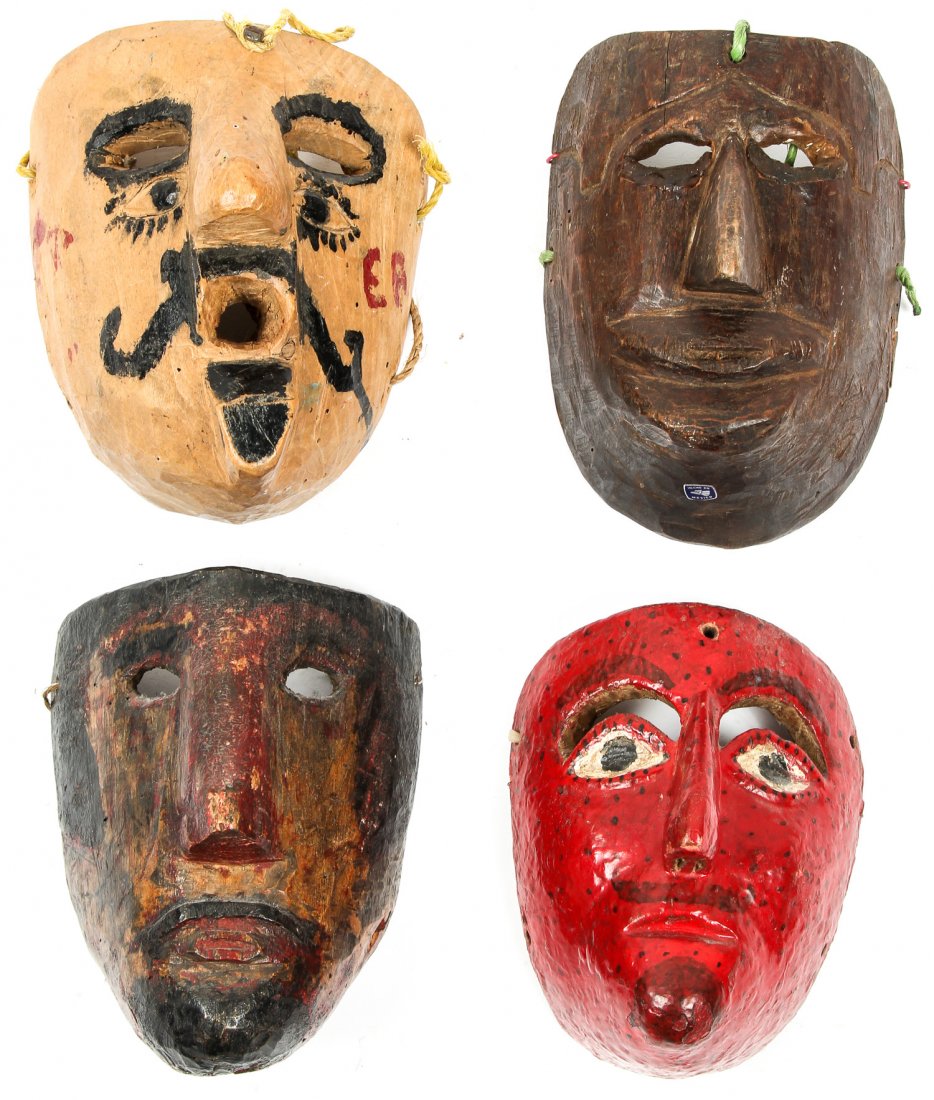 4 Vintage Mexican Dance Masks (1 of 8)