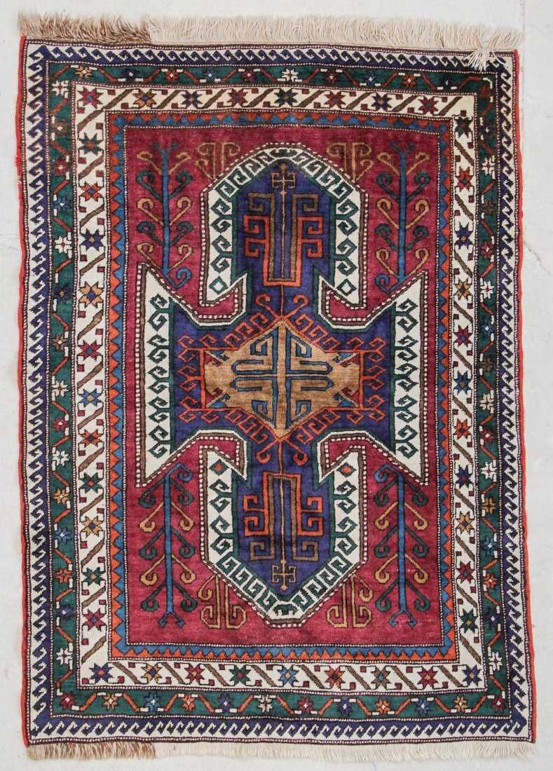 Kars Kazak Rug: 4'1" x 5'8" (124 x 173 cm): Kars Kazak Rug: 4'1" x 5'8" (124 x 173 cm), eastern Turkey, mid 20th c. Weight: 16 lbs.