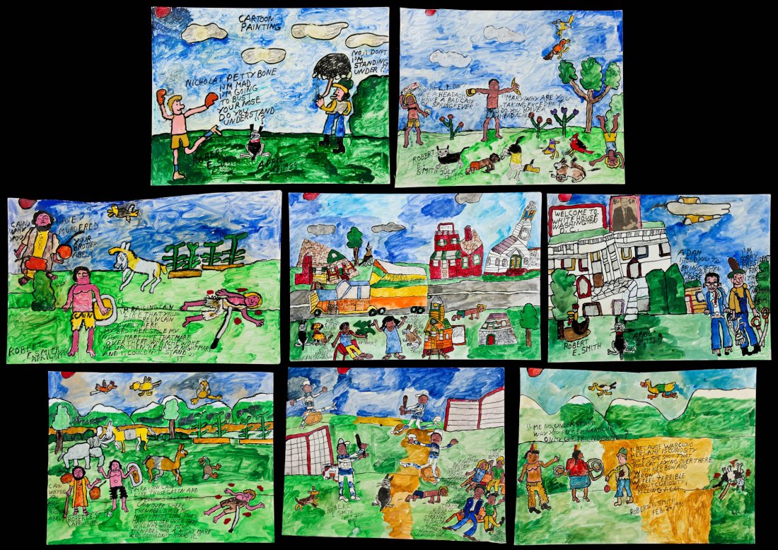 Robert E. Smith (1927-2010) 8 Works: Robert E. Smith (American/Missouri, 1927-2010) 8 Works, 1988-90, mixed media, each signed and dated. Ranging in size from 14" x 22", 36 x 56 cm (sheet) to 20" x 30", 51 x 76 cm (board). Provenance: Ro