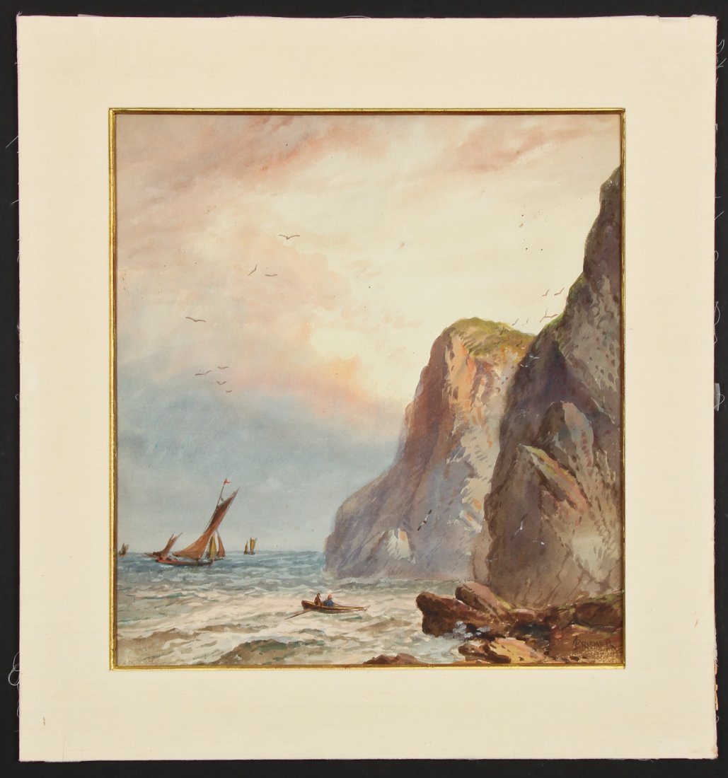 Alfred Thompson Bricher (American, 1837-1908): Alfred Thompson Bricher (American, 1837-1908) Watercolor painting on paper. Size: 15" x 14", 38 x 36 cm (sight); 20" x 19", 51 x 48 cm (mat).