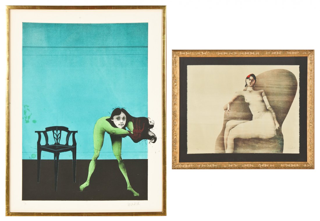 Paul Wunderlich (German, 1927-2010) Two Framed: Paul Wunderlich (German, 1927-2010) Two Lithographs, each limited edition, signed, numbered and framed. Largest Size: 19.75" x 25.5", 50 x 65 cm (sheet); 26.75" x 32.5", 68 x 83 cm (frame).