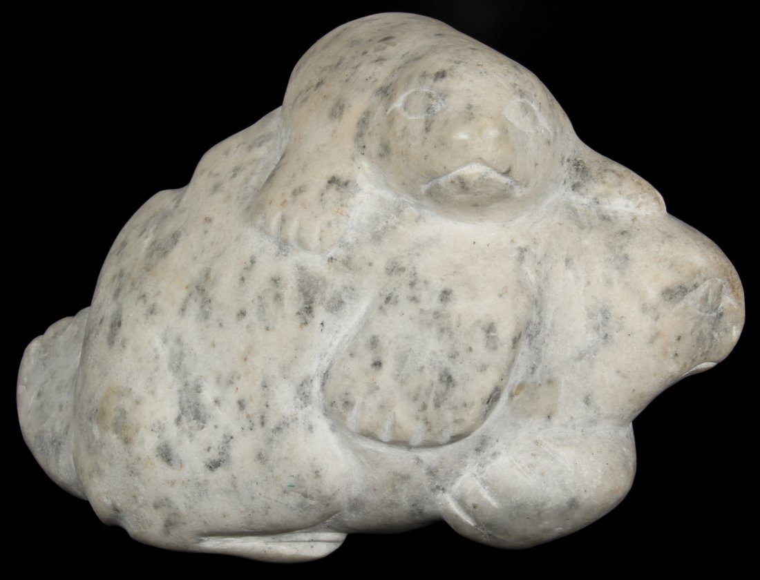 Inuit Carved Stone Figural Seal Group: Inuit Carved Stone Figural Seal Group. Signed. Size: 5" x 7.5" x 6" (13 x 19 x 15 cm).