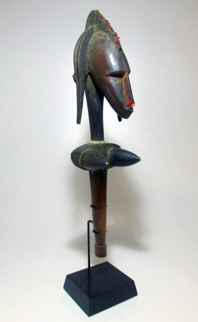 Fine Old Bamana Marionette Puppet, Mali: Fine Old Bamana Marionette Puppet, Mali. Carved from a dense hard wood, this is a very fine old Maani puppet from the Sogow masquerade. Bamana peoples, Mali, Africa. Size: 26.5" (67 cm) tall. Includes