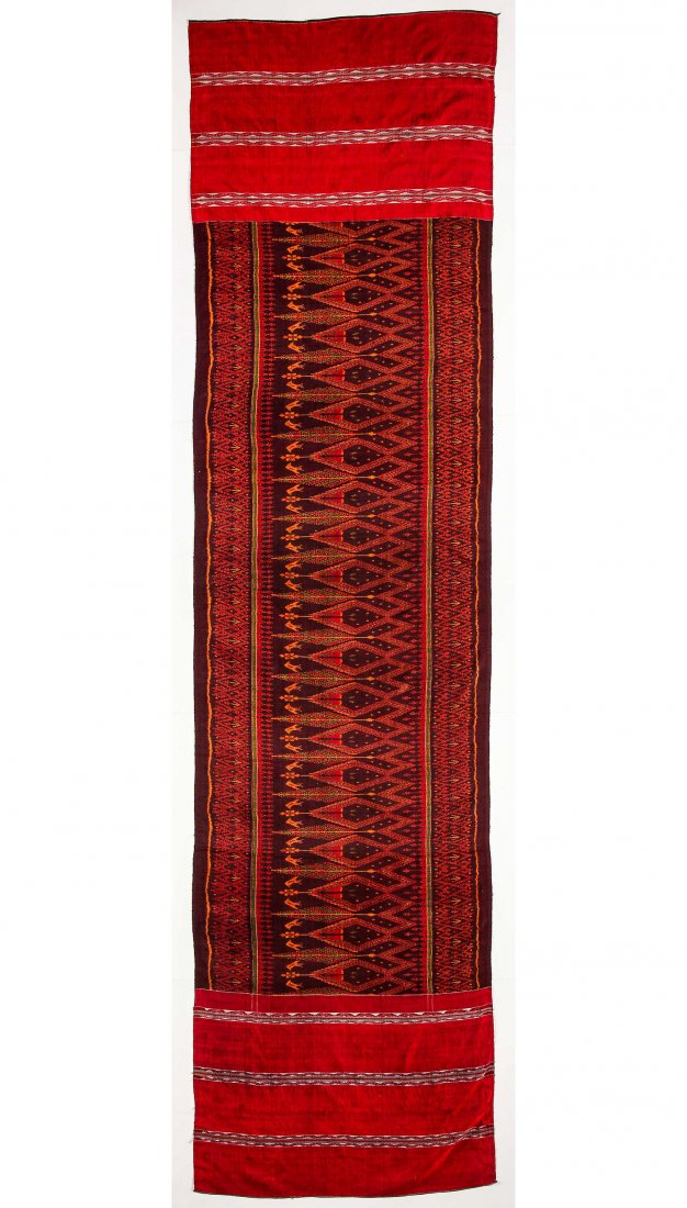 Antique Cambodian Silk Ikat Panel: 34" x 132" (86 x 335: Antique Cambodian Silk Ikat Panel: 34" x 132" (86 x 335 cm), late 19th/early 20th c.