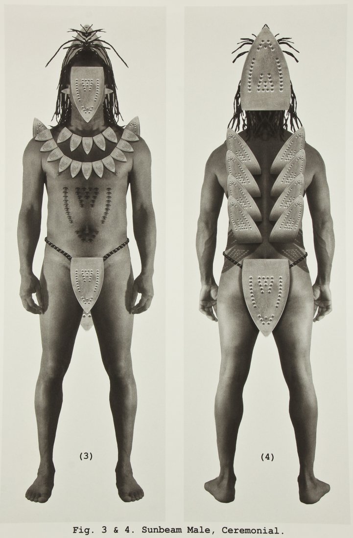 Willie Cole (American, b. 1955) "Sunbeam Male:: Willie Cole (American, b. 1955) "Sunbeam Male: Ceremonial", 2004, digital print on Epson 9600 using Ultra Chrome Archival Inks, from an edition of 12, signed, numbered and dated. Collaborator: Josh Az