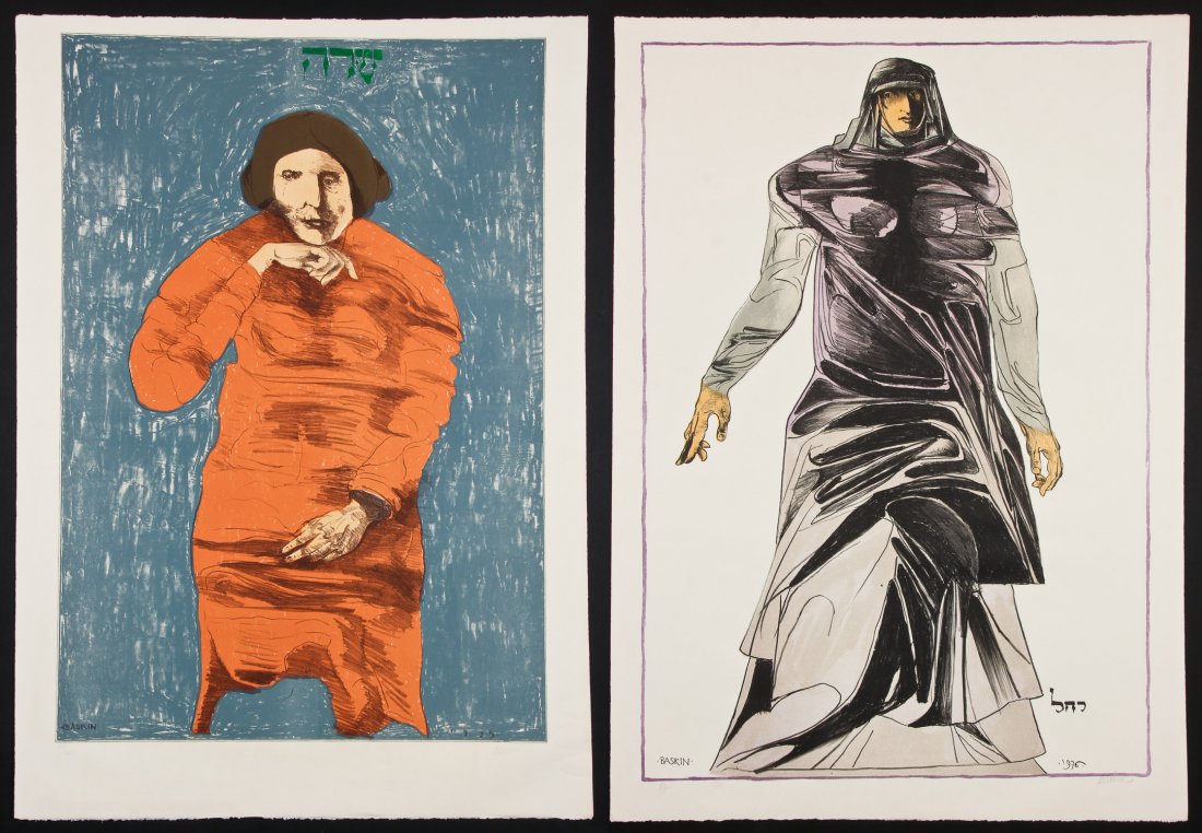 Leonard Baskin (1922-2000) 2 Works: Sarah, Rachel: Leonard Baskin (American, 1922-2000) "Sarah (from the Old Testament Series), 1975, lithograph, from an edition of 100. Size: 41.5" x 29.75", 105 x 76 cm (sheet); 2) "Rachel", 1976, lithograph, from an