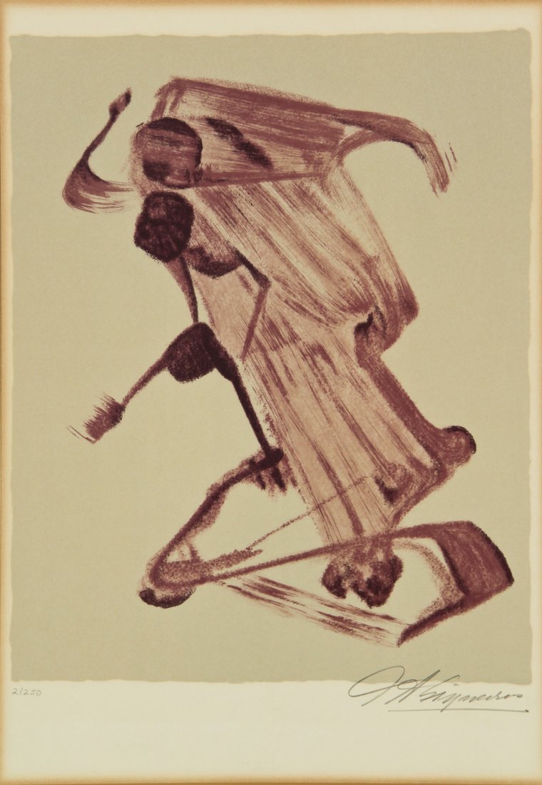 David Alfaro Siqueiros (Mexican, 1896-1974) "Fantasia: David Alfaro Siqueiros (Mexican, 1896-1974) "Fantasia de la Carcel" #2, (Prison portfolio), lithograph, from an edition of 250, signed and numbered. Size: 21" x 14.5", 53 x 37 cm (sight); 28.25" x 21.