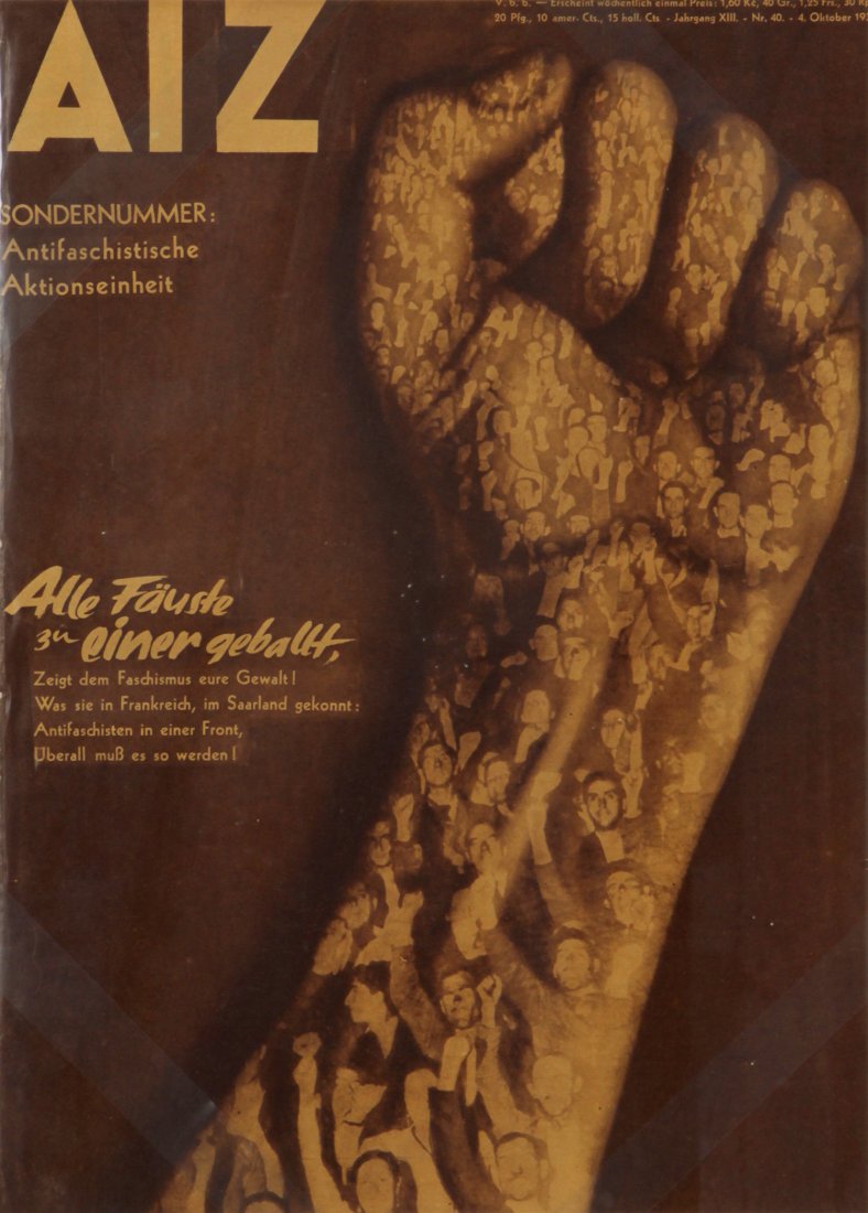John Heartfield (German, 1891-1968) "Alle Fauste zu: John Heartfield (German, 1891-1968) "Alle Fauste zu einer geballt" (All Fists Clenched into One, Show Fascism Your Power!) Special issue: Anti-Fascist United Action. FP 41/34, AIZ 13, Number 40, 4 Oct