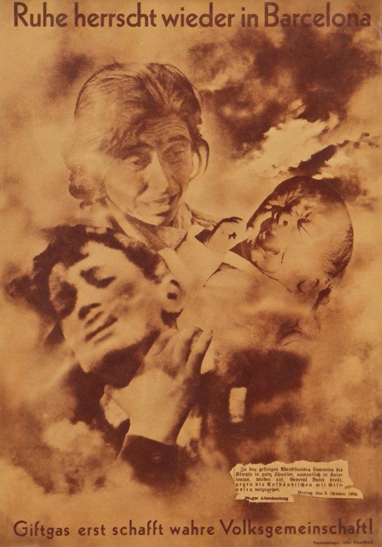 John Heartfield (German, 1891-1968) "Ruhe Herrscht: John Heartfield (German, 1891-1968) "Ruhe Herrscht Wieder in Barcelona Giftgas Erst Schafft Wahre Volksgemeinschaft!" (Quiet Rules Again in Barcelona. Only Poison Gas Creates the True National Communi