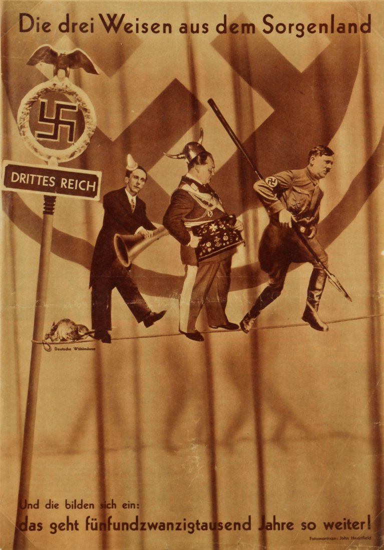 John Heartfield (German, 1891-1968) "Die Drei Wiesen: John Heartfield (German, 1891-1968) "Die Drei Wiesen Aus Dem Sorgenland" (The Three Magi from the Land of Sorrow) FP 1/35, AIZ 14, Number 1, 3 January 1935, Page 16. Framed photomontage from AIZ (Arbe