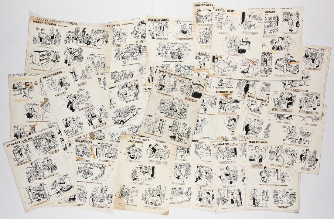 Reamer Keller Original Gag Illustrations: Reamer Keller Original Gag Illustrations. Largest Size: 15" x 22", 38 x 56 cm (sheet).