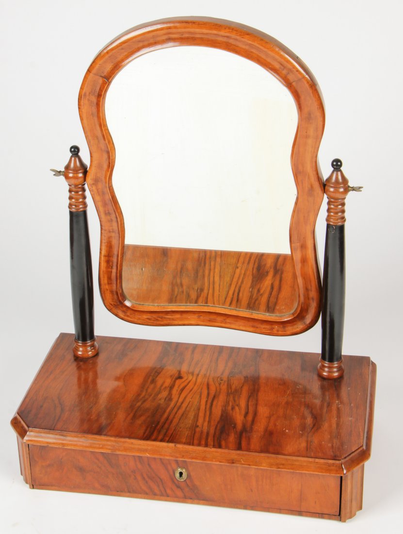 Biedermeier Shaving Mirror: Biedermeier Shaving Mirror. Size: 23" x 18" x 9.25" (58 x 46 x 23 cm). Provenance: Once housed at the Villa Petrovic, Croatia.