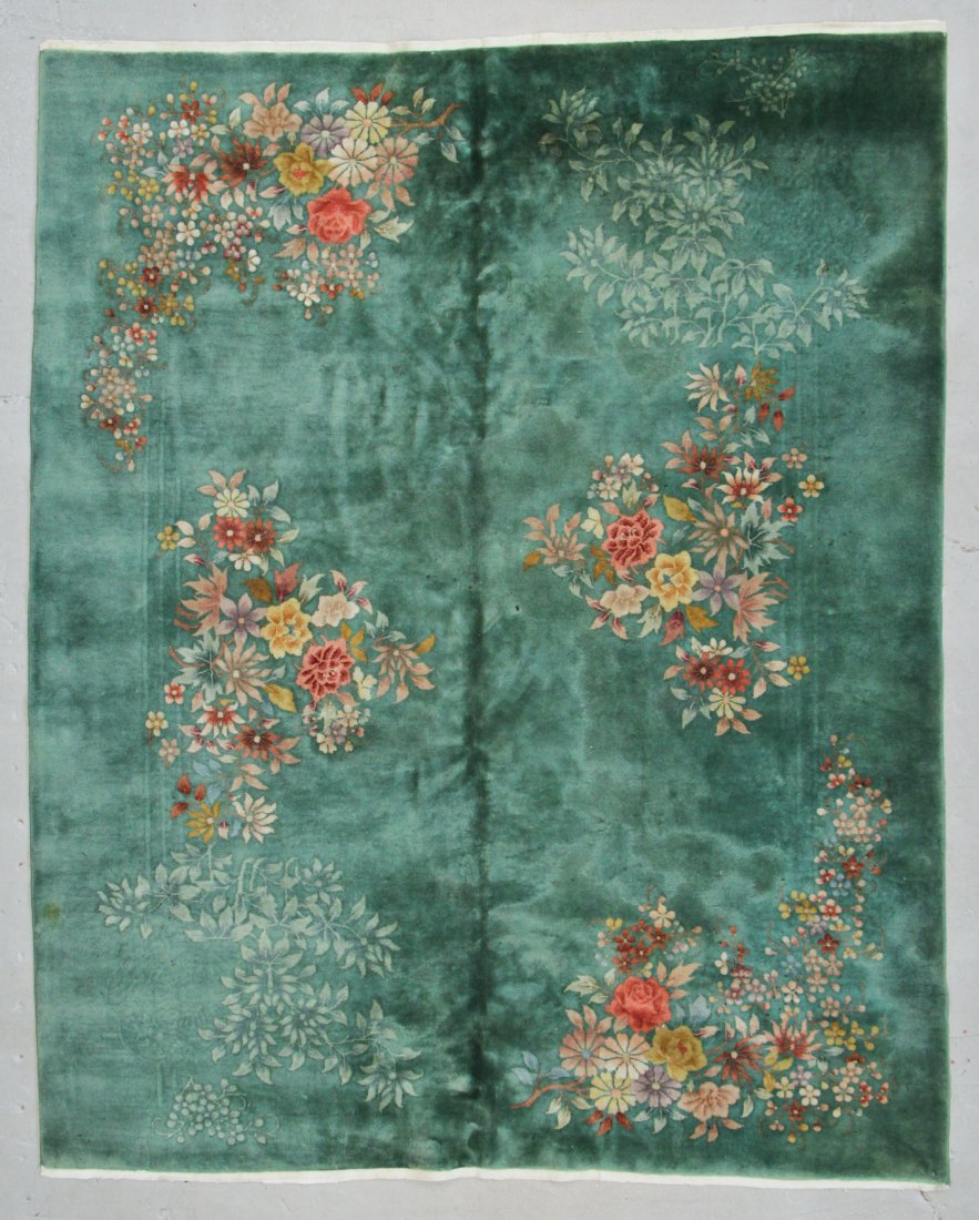 Chinese Nichols Art Deco Rug: 7'9" x 9'7" (236 x 292: Chinese Nichols Art Deco Rug. Early 20th c. Size: 7'9" x 9'7" (236 x 292 cm). Weight: 65 lbs.