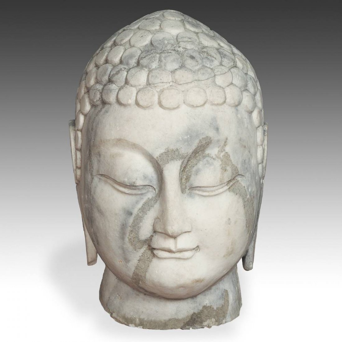 Large Chinese Marble Buddha Head, 19th/20th  C. (1 of 10)