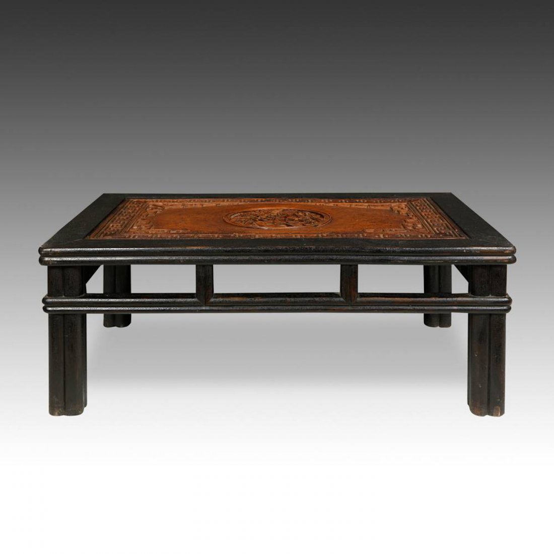 19th C. Chinese Relief Carved Top Low Table (1 of 9)