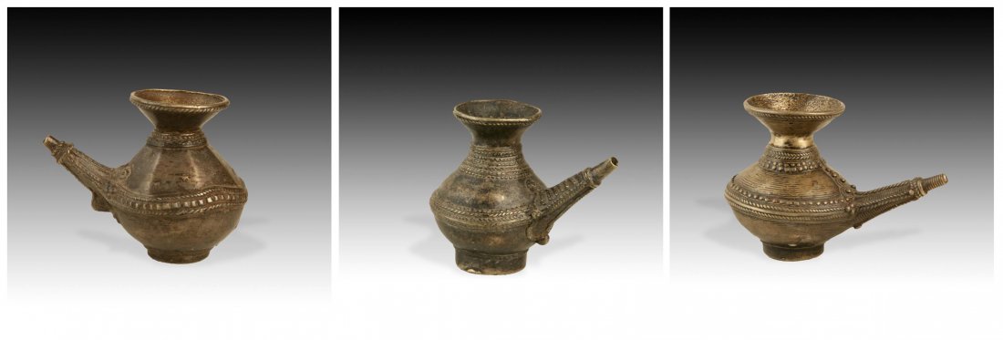 3 Antique Brass Indian Temple Oil Lamps (1 of 7)