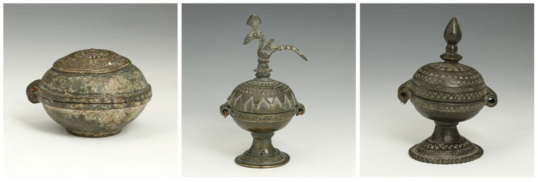 3 Antique Miniature Brass Boxes, Orissa (1 of 10)