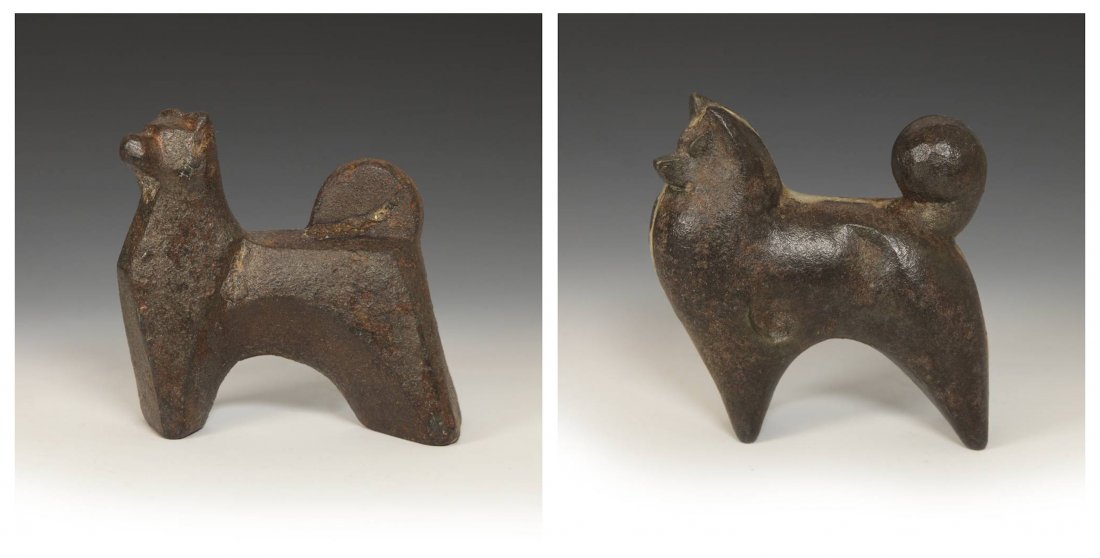 2 Japanese Figural Cast Iron Model Akitas (1 of 10)