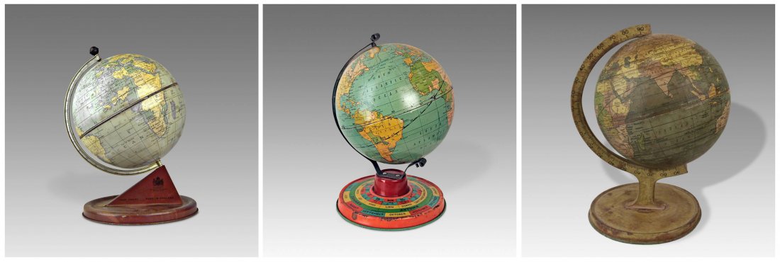 3 Early 20th C Tin Terrestrial Globes (1 of 4)
