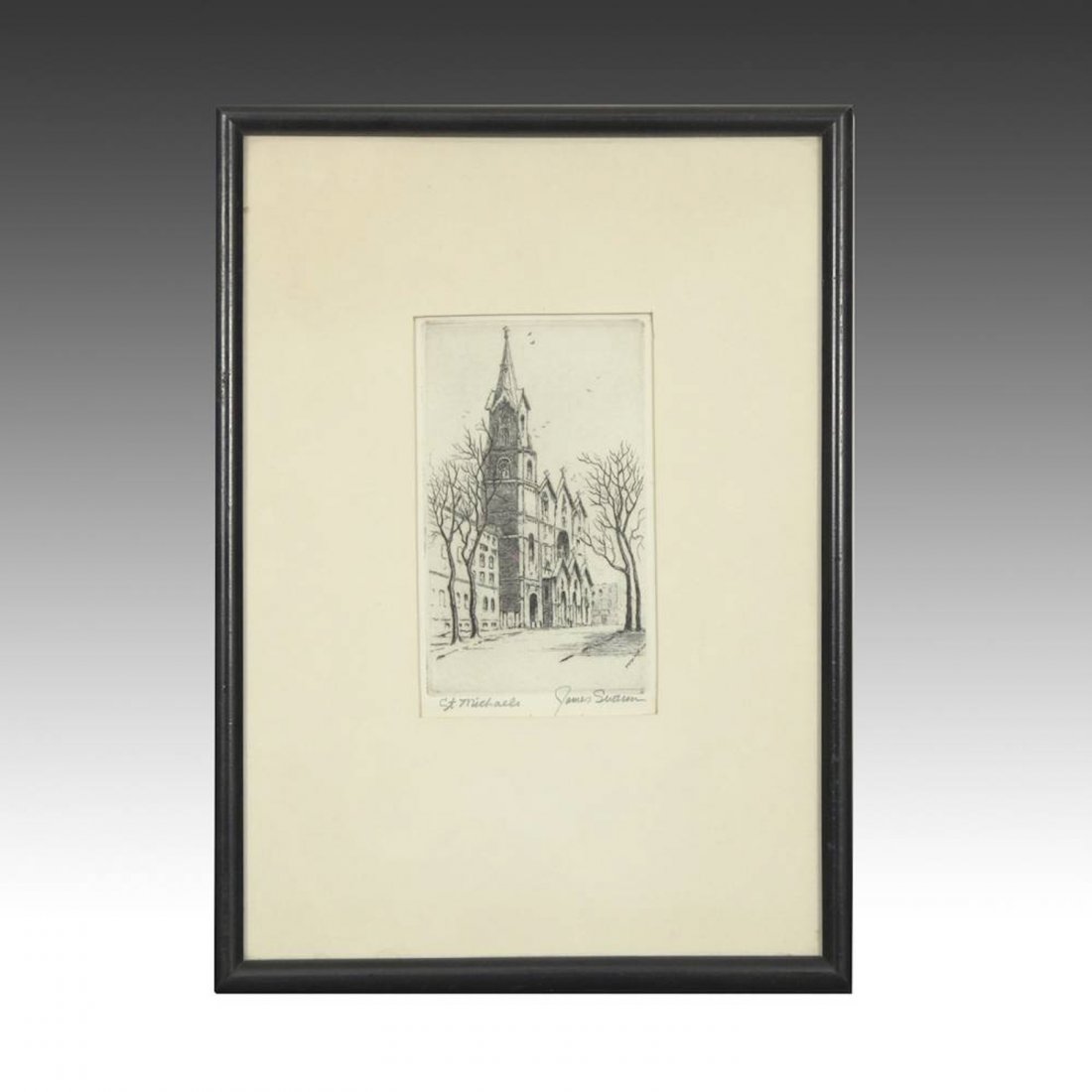 James Swan (1905-1985) Etching, "St. Michael's", 1950s (1 of 4)