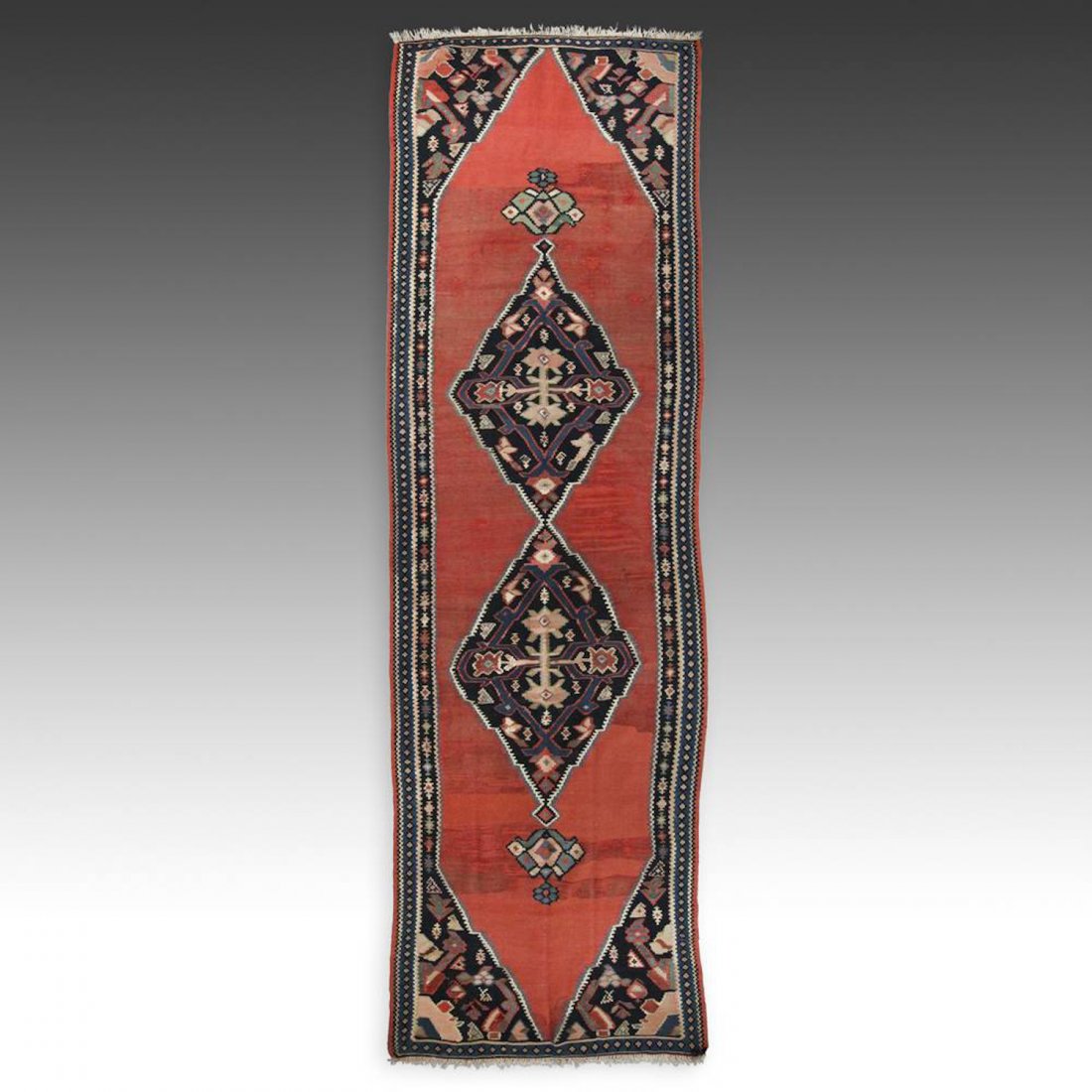 Antique Persian Bidjar Kilim Runner: 137" x 43" (1 of 1)