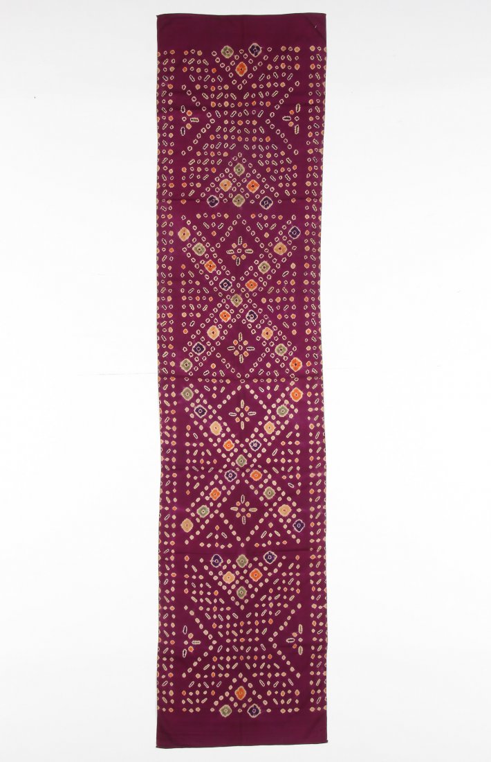 Ceremonial Shoulder Cloth (pelangi) Bali, Indonesia: Ceremonial shoulder cloth (pelangi) Bali, Indonesia, silk, tie and stitch-resist dyed, mid 20th C. Size: 78" x 18" (198 x 46 cm).