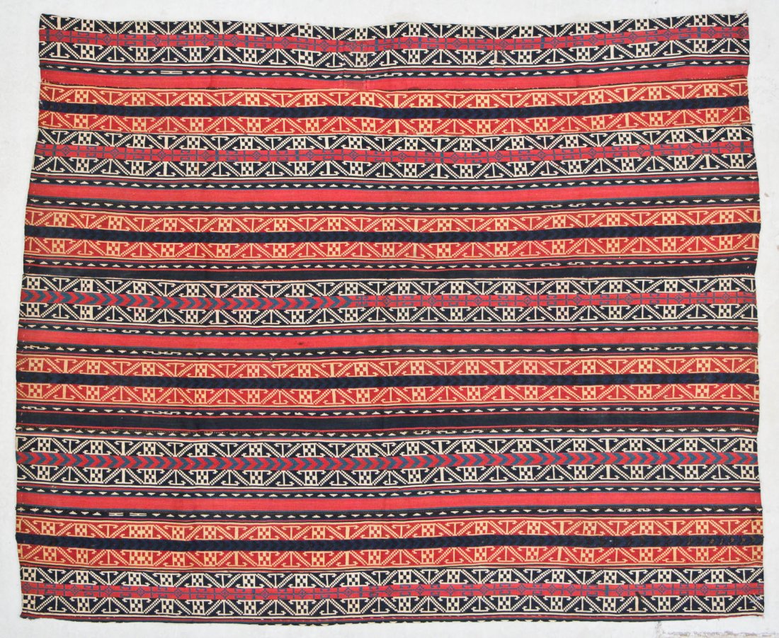 Central Asian Uzbek Kilim: 61" x 50" (155 x 127 cm): Central Asian Uzbek Kilim, early 20th c. Size: 61" x 50" (155 x 127 cm). Provenance: Estate of Professor Louis Flam.