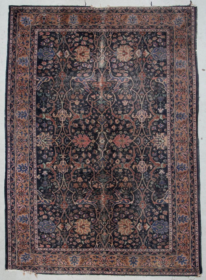 Antique Turkish Rug: 8'5" x 11'10" (257 x 361 cm): Antique Turkish Rug: 8'5" x 11'10" (257 x 361 cm), ca 1900, extensive wear, losses.