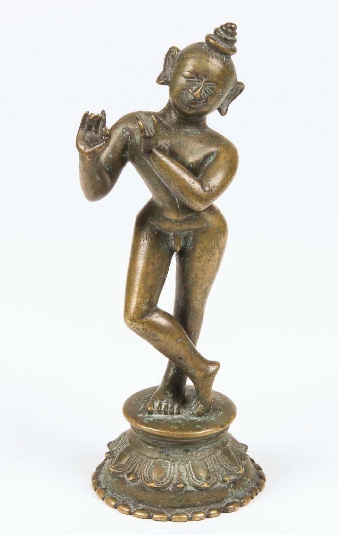 Fine Standing Krishna w Rare Headress, Ca. 1800 (1 of 3)
