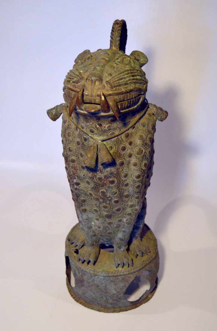 Painted Bronze Leopard Form Urn (1 of 6)