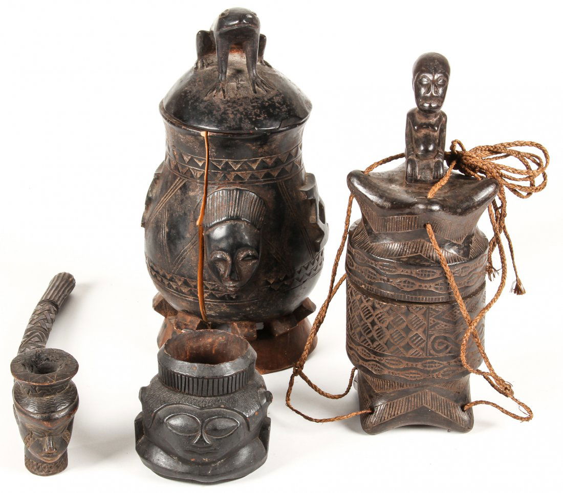 4 Kuba Carved Wood Artifacts (1 of 3)