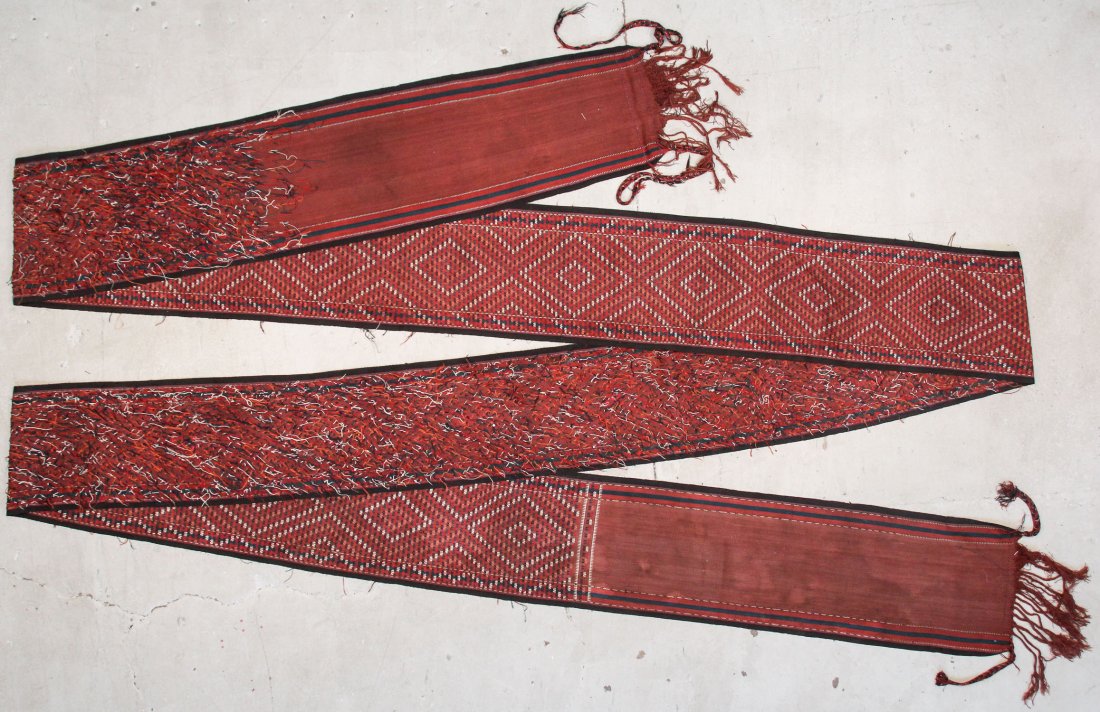 Antique Central Asian Tent Band: 49'8'' x 1'9'' (1514 x: Antique Central Asian Tent Band, Central Asia: 49'8'' x 1'9'' (1514 x 53 cm). Provenance: Estate of Professor Louis Flam.
