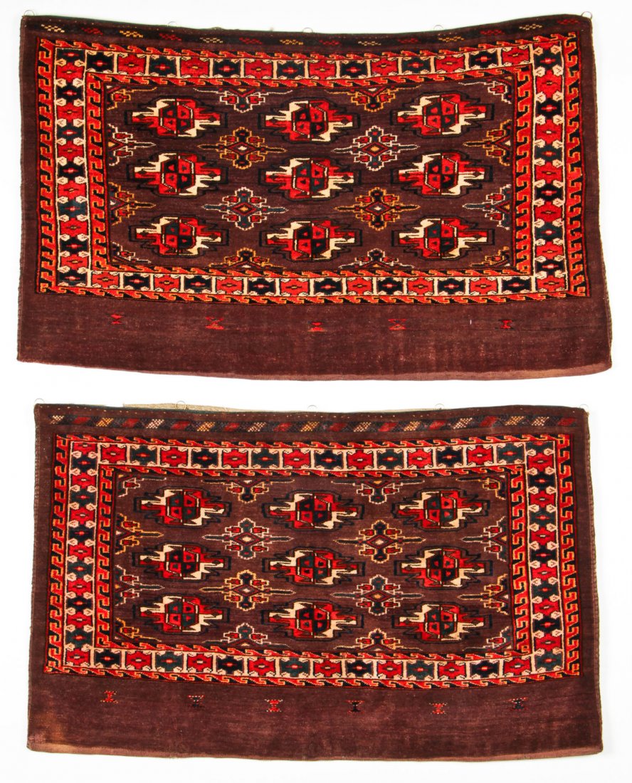 2 Semi-Antique Turkmen Chuval Rugs: 2 Semi-Antique Turkmen Chuval Rugs, Central Asia. Largest Size: 2'7'' x 4'3'' (79 x 130 cm). Provenance: Estate of Professor Louis Flam.